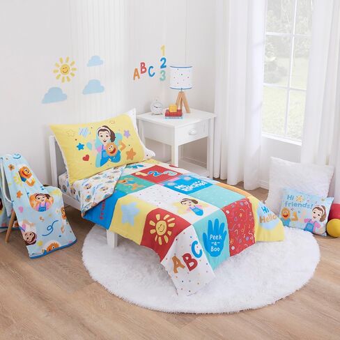 Ms. Rachel Patchwork 4 Piece Toddler Bed Set-Comforter, Fitted & Flat Sheets, Reversible Pillowcase in Kuwait