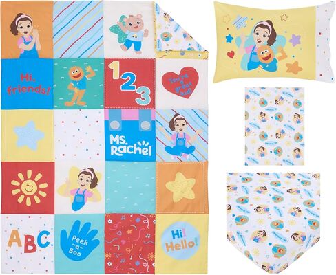 Ms. Rachel Patchwork 4 Piece Toddler Bed Set-Comforter, Fitted & Flat Sheets, Reversible Pillowcase in Kuwait