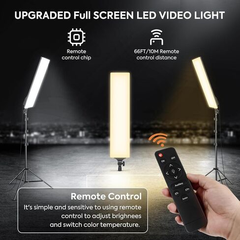 2 Pack LED Video Light Kit 23.6", SEDGEWIN Photography Lighting 2500-7500K Dimmable Photo Studio Light 36W Streaming Light with Remote Control & Stand for YouTube TikTok Video Recording Gaming in Kuwait