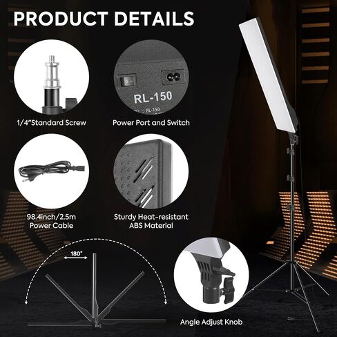 2 Pack LED Video Light Kit 23.6", SEDGEWIN Photography Lighting 2500-7500K Dimmable Photo Studio Light 36W Streaming Light with Remote Control & Stand for YouTube TikTok Video Recording Gaming in Kuwait
