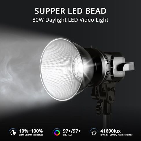 GVM 80W LED Video Light with Soft Umbrella & Tripod, Studio Light Kit with Bowens Mount, CRI 97+, 7990lux/1m, APP Control, 5600K Continuous Output Lighting for Studio/Podcast/Content Creator in Kuwait