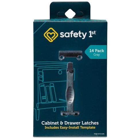 Safety 1st Cabinet & Drawer Latch 14 Pack, Babyproofing Locks for Toddlers, Easy Install, Child Safety, Hidden Design, Secure Cabinets & Drawers, Gray in Kuwait
