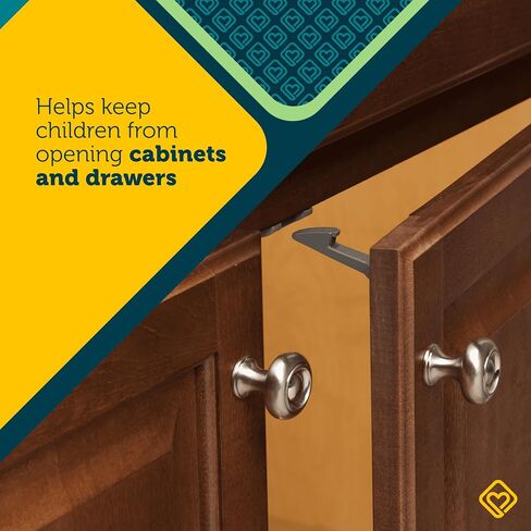 Safety 1st Cabinet & Drawer Latch 14 Pack, Babyproofing Locks for Toddlers, Easy Install, Child Safety, Hidden Design, Secure Cabinets & Drawers, Gray in Kuwait