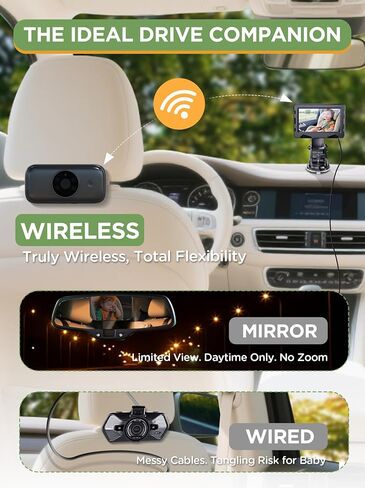Wireless Baby Car Camera & 360° Rotating 4.3'' 1080P Video Car Baby Monitor | 40 Hrs Rechargeable Battery, Auto 940mn Night Vision & Sleep Mode, Rear Facing Back Seat Cam, Newborn Essential New Mom gift in Kuwait