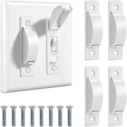 4 Pcs Light Switch Cover Guard, White Light Switch Lock, Light Switch Guard, Child Proof Light switch cover to Prevent Accidental ON/OFF from Kids, Pets & Bumps, Includes Screws in Kuwait