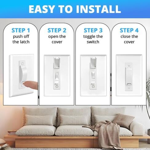4 Pcs Light Switch Cover Guard, White Light Switch Lock, Light Switch Guard, Child Proof Light switch cover to Prevent Accidental ON/OFF from Kids, Pets & Bumps, Includes Screws in Kuwait