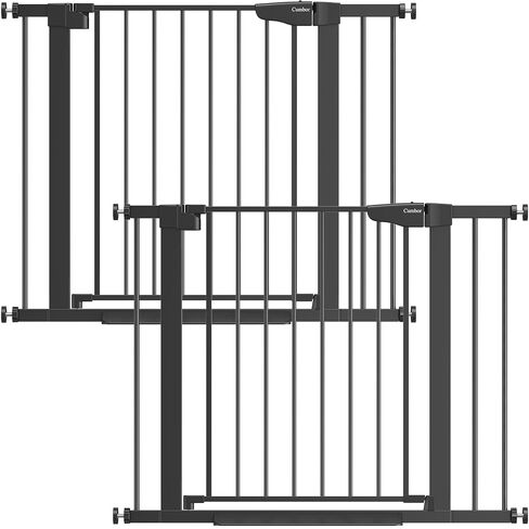 Cumbor 2 Pack 30-40.6 in Baby Gate for Stairs and Doorways, Dog Gate Black | Mom's Choice Awards Winner, Double Lock, 2-Way Swing, Auto Close Child Gate for Toddler & Pets, Pressure or Hardware Mounted in Kuwait