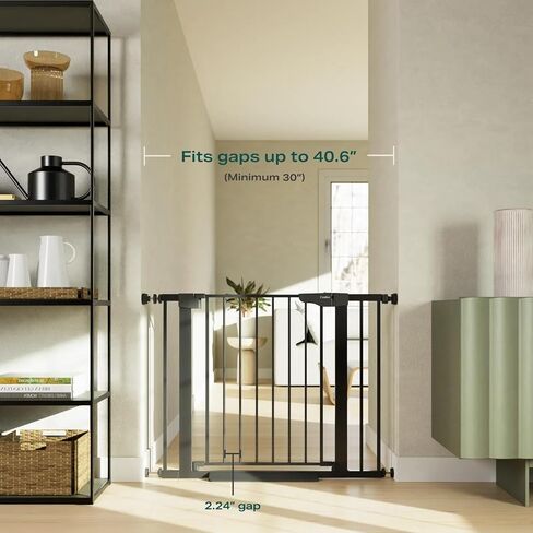 Cumbor 2 Pack 30-40.6 in Baby Gate for Stairs and Doorways, Dog Gate Black | Mom's Choice Awards Winner, Double Lock, 2-Way Swing, Auto Close Child Gate for Toddler & Pets, Pressure or Hardware Mounted in Kuwait