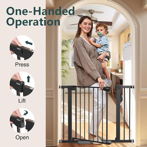 Cumbor 2 Pack 30-40.6 in Baby Gate for Stairs and Doorways, Dog Gate Black | Mom's Choice Awards Winner, Double Lock, 2-Way Swing, Auto Close Child Gate for Toddler & Pets, Pressure or Hardware Mounted in Kuwait