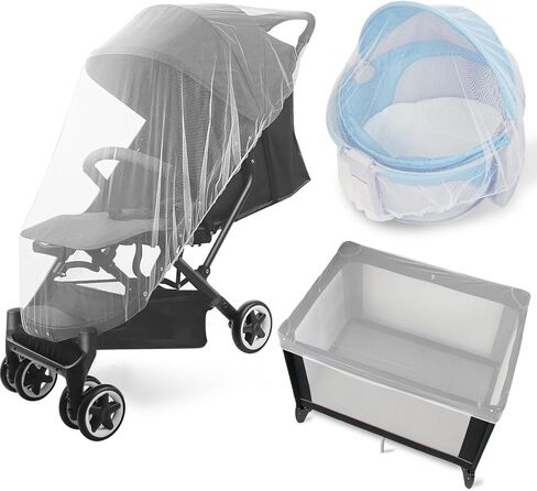 2 Pack Baby Mosquito Net for Stroller, White | Reusable Bug Net for Playard & Bassinet, Cradles, Carrier, Pack and Plays, Portable Mini Crib in Kuwait
