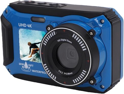 Diyeeni 4K Underwater Camera, 64MP 33FT Water Proof Autofocus Camera, Dual Screen Compact Floatable Digital with Lanyard for Snorkeling in Kuwait