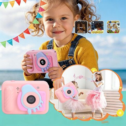 Kids Camera Toy, 48MP Waterproof Underwater Camcorder with 2.4 Inch LCD Screen HD Video Digital Camera for Girls Boys Swimming Beach Travel in Kuwait