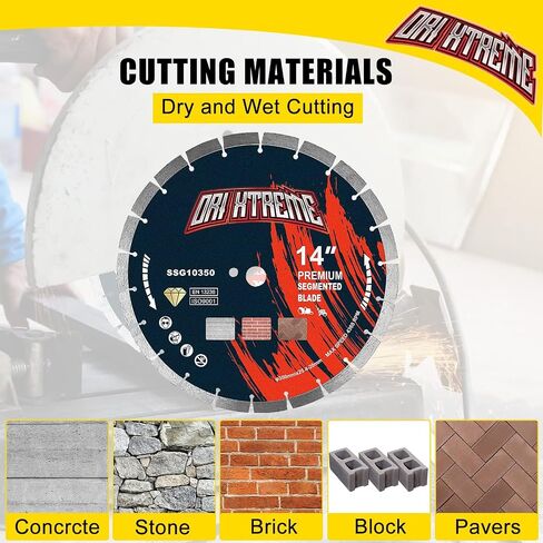 14 Inch Diamond Saw Blade 5Pcs, General Purpose Segmented Blade | Dry/Wet Cutting Concrete, Reinforced Concrete, Masonry, Brick, Block, 1"-20mm Arbor in Kuwait
