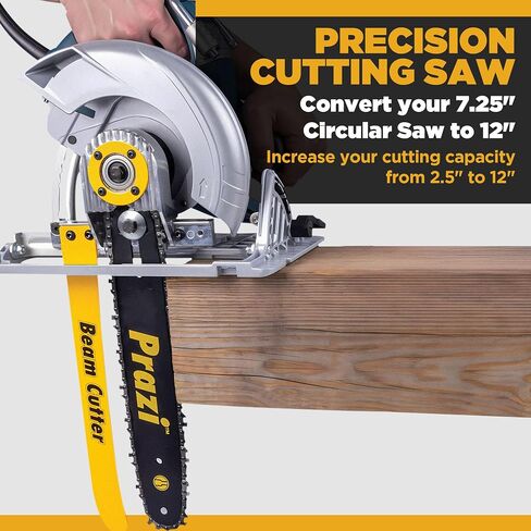 Prazi 12" Beam Cutter Attachment for Circular Saws – For 7-1/4" Circular Saws, Non-Worm Drive – Increase Cut Depth from 2-1/2" to 12" in Kuwait