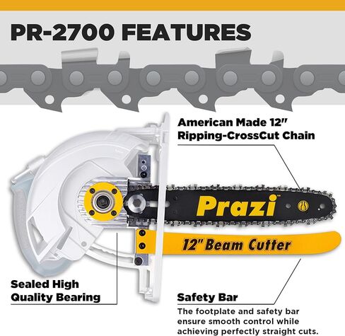 Prazi 12" Beam Cutter Attachment for Circular Saws – For 7-1/4" Circular Saws, Non-Worm Drive – Increase Cut Depth from 2-1/2" to 12" in Kuwait