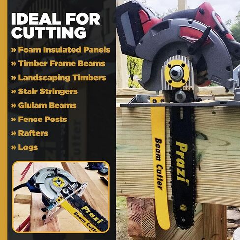 Prazi 12" Beam Cutter Attachment for Circular Saws – For 7-1/4" Circular Saws, Non-Worm Drive – Increase Cut Depth from 2-1/2" to 12" in Kuwait