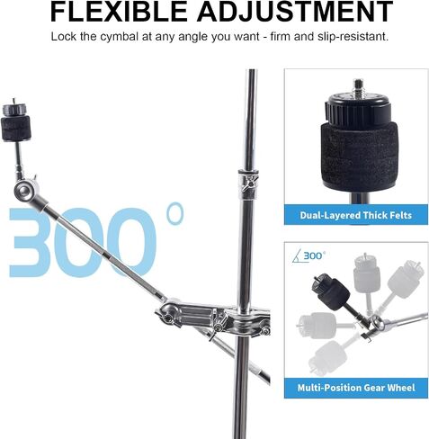 Boom Cymbal Stand with 30CM Arm Holder for Crash Ride Splash Cymbals | Adjustable 2-in-1 Straight Boom Cymbal Stand, L-Arm Rod with Bracket Holder Extension Arm Attachment in Kuwait