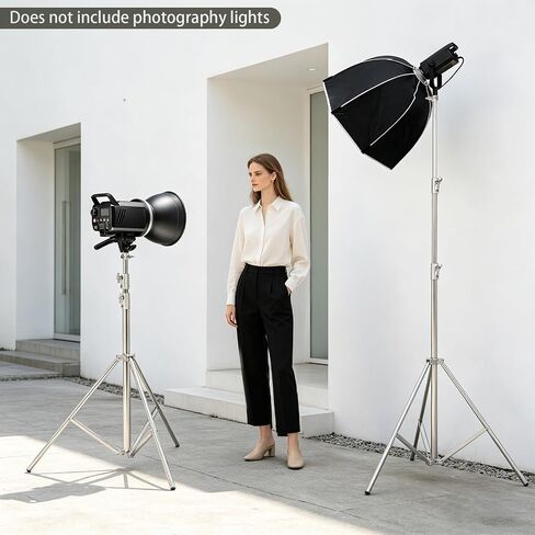 Photography Light Stand Stainless Steel Adjustable 2 Pack for Studio | Switchable 1/4 and 3/8 inch mounting screws – Wing-shaped knobs for quick height changes – PVC caps protect floors in Kuwait