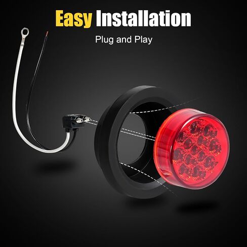 2.5 Inch 5 Amber 5 Red Round 13 LED Trailer Side Marker Lights | 2.5" Round LED Trailer Truck RV Clearance Marker Lights w/Reflectors Waterproof Sealed Flush Mount 2 Prong Wire Pigtails in Kuwait