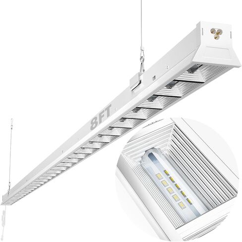 8FT LED Shop Lights with Reflector, Linkable 96'' LED Strip Light, 110W 13200LM, 5000K, 8 Foot Warehouse Garage Light Fixture, 2 Pack in Kuwait