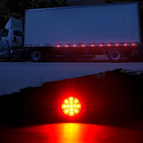 2.5 Inch 5 Amber 5 Red Round 13 LED Trailer Side Marker Lights Clear Lens | 2.5in Round LED Trailer Truck RV Clearance Side Marker Lights w/Reflectors Waterproof Sealed Flush Mount DOT Appoved in Kuwait