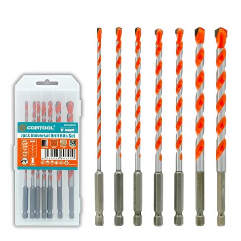 Masonry Drill Bits Set for Tile, Brick, Cement, Concrete, Glass, Plastic, Cinder Block, Wood, Fully Ground with Carbide Tips and Storage Case (5/32"-1/2" Masonry Drill Bits 10PCS Set) in Saudi Arabia