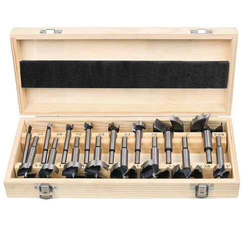 HPHOPE Forstner Bit Set 5Pcs - Forstner Bits for Wood, Wood Drilling with Round Shank, Drill Accessories, Size 1", 1-3/8", 1-1/2", 2", 2-1/8" with Storage Case in Kuwait