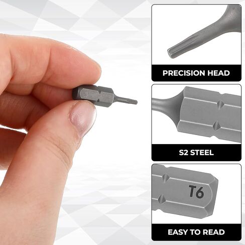 2pcs 1/4" Hex Shank 1" Length Torx Bit, Screwdriver Bits Magnetic Precision | for Furniture Assembly, Mechanical Equipment Installation, Car Repair in Kuwait