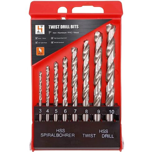 25-Piece Metric HSS Twist Drill Bit Set, 1-13mm, Wood & Soft Metal | Fully Ground Bright Finish, 135° Split Point Prevents Walking, 0.5mm Increments, Round Shank, Rugged Index Storage Case in Kuwait
