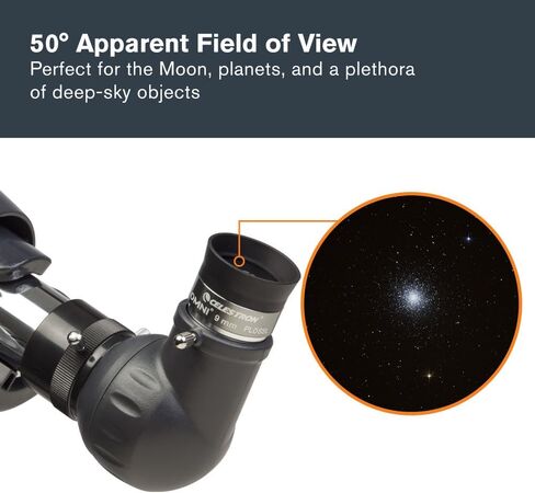 Celestron Omni 9mm 1.25" Telescope Eyepiece for Crisp Lunar & Planet Views | Moon & Planet Viewing, 4-Element Plössl Design, Fully Multi-Coated Optics, Sharp High-Contrast Views, Blackened Edges in Kuwait