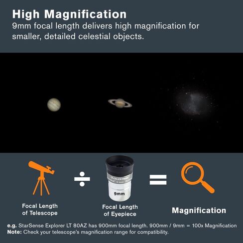 Celestron Omni 9mm 1.25" Telescope Eyepiece for Crisp Lunar & Planet Views | Moon & Planet Viewing, 4-Element Plössl Design, Fully Multi-Coated Optics, Sharp High-Contrast Views, Blackened Edges in Kuwait