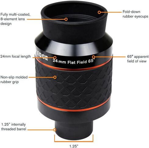 Celestron Ultima Edge 24mm 1.25" Eyepiece for Wide Deep-Sky Views | Wide Deep-Sky Views, Sharp Edge-to-Edge Performance, Long Eye Relief, Twist-Up Rubber Eyecup, Multi-Coated 5-Element Lens in Kuwait