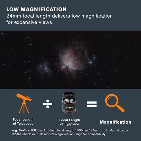 Celestron Ultima Edge 24mm 1.25" Eyepiece for Wide Deep-Sky Views | Wide Deep-Sky Views, Sharp Edge-to-Edge Performance, Long Eye Relief, Twist-Up Rubber Eyecup, Multi-Coated 5-Element Lens in Kuwait