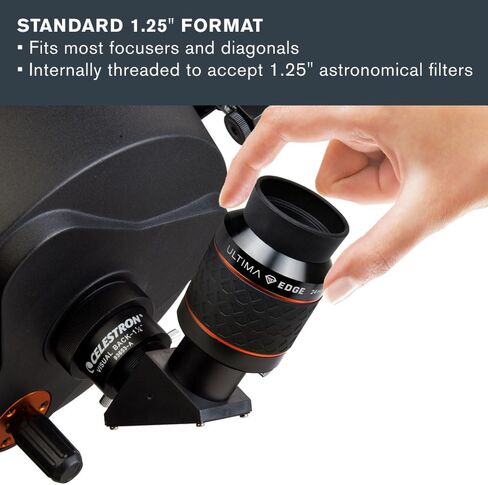 Celestron Ultima Edge 24mm 1.25" Eyepiece for Wide Deep-Sky Views | Wide Deep-Sky Views, Sharp Edge-to-Edge Performance, Long Eye Relief, Twist-Up Rubber Eyecup, Multi-Coated 5-Element Lens in Kuwait