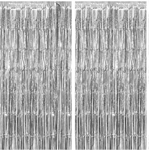 KatchOn, Black Fringe Backdrop - Pack of 2 | Black Streamers for Birthday | Black Birthday & Halloween Decorations | Tinsel Backdrop for Death to My 20s Party Decorations | Black Streamers Party Decor in Kuwait