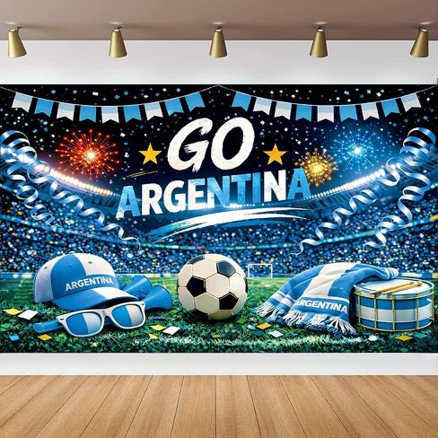 Argentina Soccer Party Decorations Backdrop 71 x 43 Inch, GO Argentina Soccer Watch Party Decorations Banner, Fan Tournament Decor for Birthday, Viewing Event and Sports Theme Celebration Supplies in Kuwait