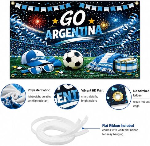 Argentina Soccer Party Decorations Backdrop 71 x 43 Inch, GO Argentina Soccer Watch Party Decorations Banner, Fan Tournament Decor for Birthday, Viewing Event and Sports Theme Celebration Supplies in Kuwait