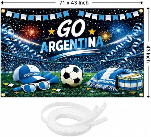 Argentina Soccer Party Decorations Backdrop 71 x 43 Inch, GO Argentina Soccer Watch Party Decorations Banner, Fan Tournament Decor for Birthday, Viewing Event and Sports Theme Celebration Supplies in Kuwait