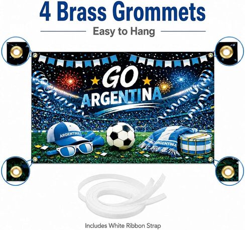 Argentina Soccer Party Decorations Backdrop 71 x 43 Inch, GO Argentina Soccer Watch Party Decorations Banner, Fan Tournament Decor for Birthday, Viewing Event and Sports Theme Celebration Supplies in Kuwait