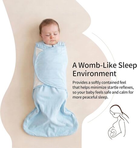 Rayon Made from Bamboo 1.0 TOG Adjustable Swaddle Sleep Sack 3-6 Months | 4-Way Adjustable Transitional Swaddle 2-Way Zipper Baby Wearable Blanket in Kuwait