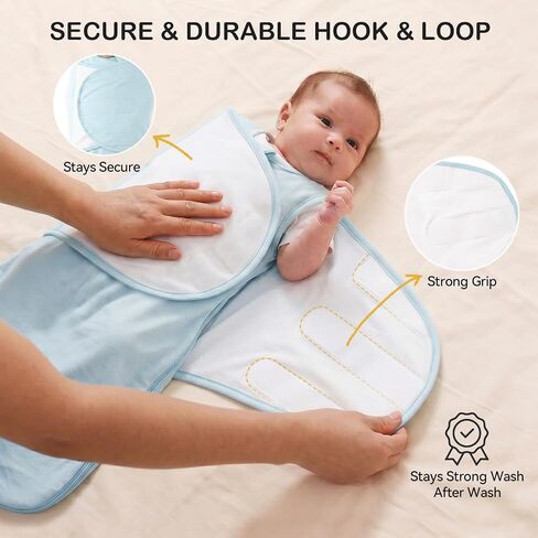 Rayon Made from Bamboo 1.0 TOG Adjustable Swaddle Sleep Sack 3-6 Months | 4-Way Adjustable Transitional Swaddle 2-Way Zipper Baby Wearable Blanket in Kuwait