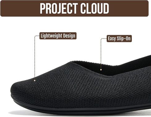 Project Cloud Womens Flats Memory Foam Ballet Flats for Women (Prospect) | Memory Foam Insole and Lightweight Design - Non-Slip Sole Comfortable and Durable Womens Flats for All Occasions in Kuwait