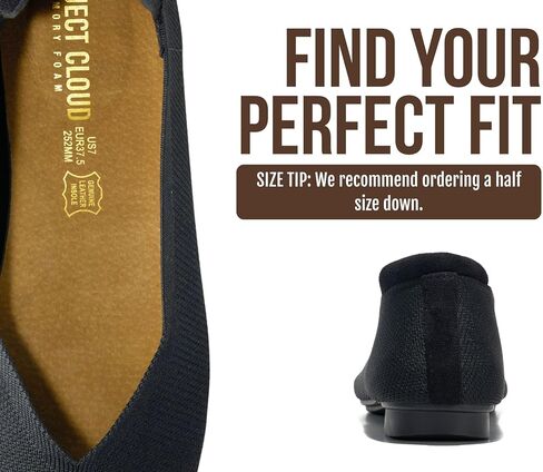 Project Cloud Womens Flats Memory Foam Ballet Flats for Women (Prospect) | Memory Foam Insole and Lightweight Design - Non-Slip Sole Comfortable and Durable Womens Flats for All Occasions in Kuwait