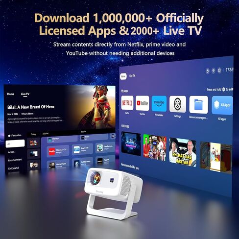 [Next-Gen Daylight-Enhanced/One-Click Official App Downloads/65W Dolby Audio/4K Support]Outdoor Projector with WiFi and Bluetooth, Auto Focus, All-in-One Streaming Proyector, 2026 Upgraded Grey Model in Kuwait