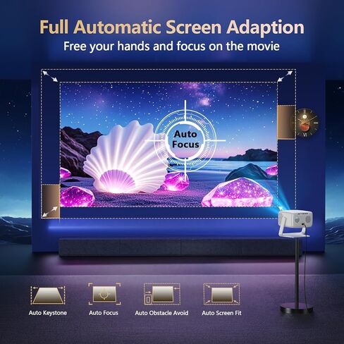 [Next-Gen Daylight-Enhanced/One-Click Official App Downloads/65W Dolby Audio/4K Support]Outdoor Projector with WiFi and Bluetooth, Auto Focus, All-in-One Streaming Proyector, 2026 Upgraded Grey Model in Kuwait