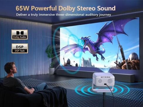 [Next-Gen Daylight-Enhanced/One-Click Official App Downloads/65W Dolby Audio/4K Support]Outdoor Projector with WiFi and Bluetooth, Auto Focus, All-in-One Streaming Proyector, 2026 Upgraded Grey Model in Kuwait