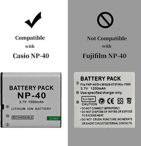 Norifon NP-40 USB Charger for Casio Exilim EX-FC100, EX-FC150 | Compaitible with Casio Exilim EX-Z400, Exilim Zoom EX-Z100, EX-Z1000, EX-Z1050, EX-Z1080, EX-Z1200, EX-Z200 Camera in Kuwait
