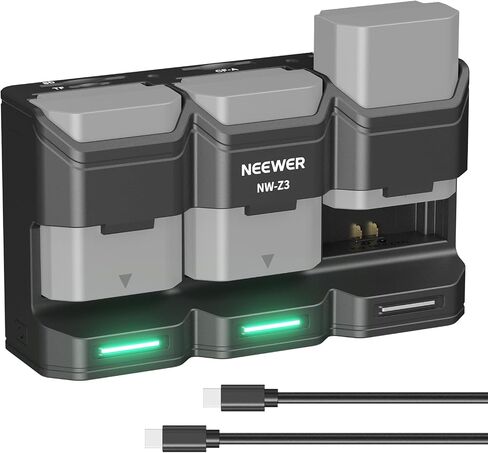 NEEWER BASICS 3 Slot USB Battery Charger for NP-FZ100, 36W PD Fast Charging, Fully Charges 3 Batteries in 2h, Compatible with Sony ZV-E1 A7III A7IV A7V FX3 FX30 A6600 A6700 A1 A7CII A7RV A7SIII, NW-Z3 in Kuwait