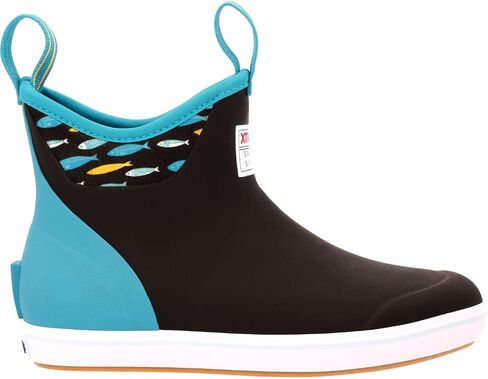 XTRATUF 6" Women’s Salmon Sisters Ankle Deck Boot - Size 9, Black - Lightweight, 100% Waterproof Rubber Footwear - Non-Marking, Slip-Resistant Outsole - Moisture-Wicking Liner in Kuwait