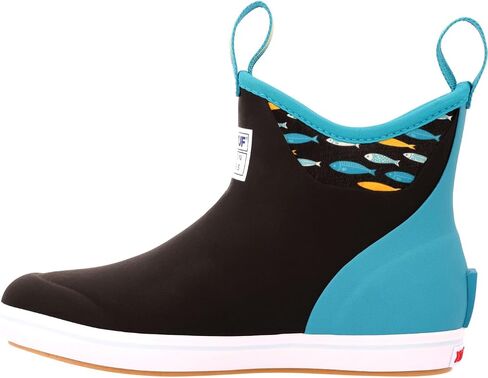 XTRATUF 6" Women’s Salmon Sisters Ankle Deck Boot - Size 9, Black - Lightweight, 100% Waterproof Rubber Footwear - Non-Marking, Slip-Resistant Outsole - Moisture-Wicking Liner in Kuwait